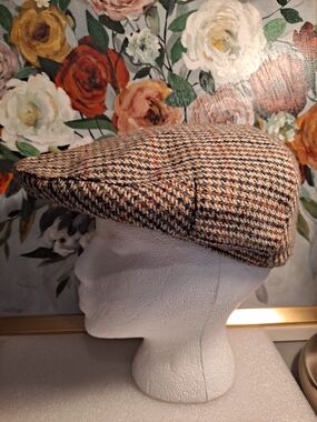 Hawkins Country Collection British Herringbone Tweed Wool Flat Cap - Brown Multi